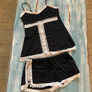 b.up Black and Cream Lace Pajamas